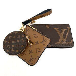 Louis Vuitton Pochette Trio Monogram Reverse Pouch Coin Wallet Case